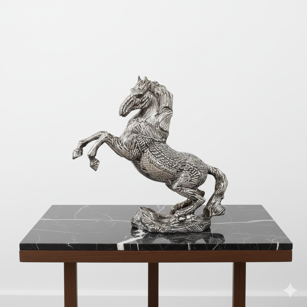 Ebros Gift Legendary Silver Skyline Rearing Prancing Brass Horse