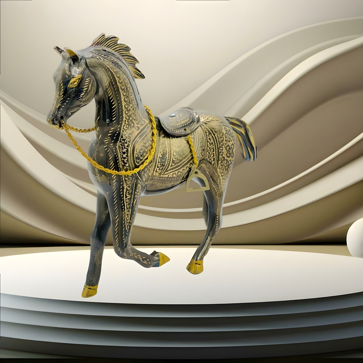 Exquisite Brass Horse Figurine