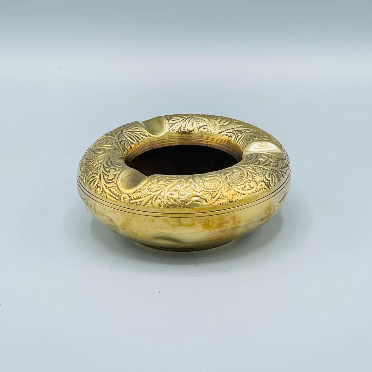 Elegant Brass Ashtray with Intricate Desig