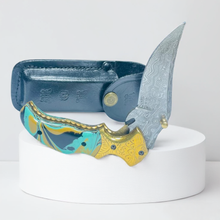 Load image into Gallery viewer, Custom Handmade Damascus Steel Pocket Knife – Abalone Shell Handle

