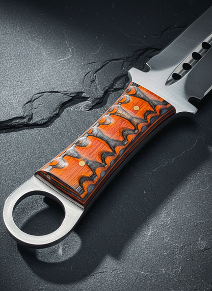 Tactical Push Dagger with Leather Sheath | Steel T-Grip Knife