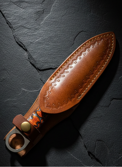 Tactical Push Dagger with Leather Sheath | Steel T-Grip Knife