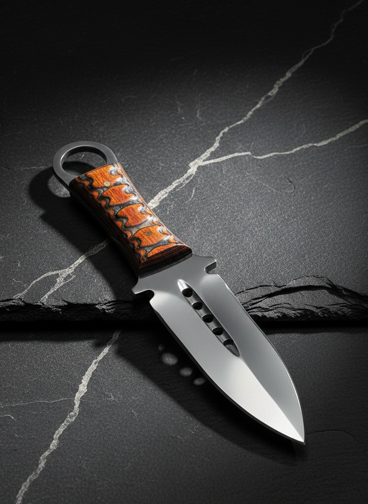 Tactical Push Dagger with Leather Sheath | Steel T-Grip Knife