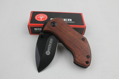 Böker Solingen Compact Folding Knife with Black Blade & Rosewood Handle
