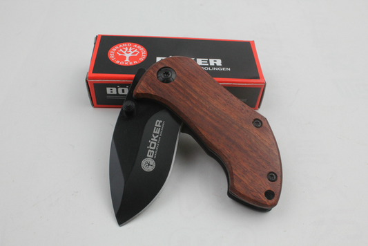 Böker Solingen Compact Folding Knife with Black Blade & Rosewood Handle