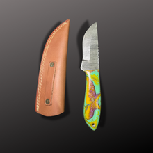 Load image into Gallery viewer, Handmade Damascus Steel Hunting Knife with Leather Sheath
