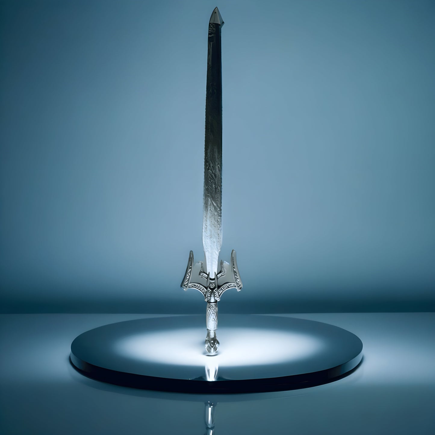 Exquisite Handcrafted Damascus Steel Sword – Elegant Design with Display Stand