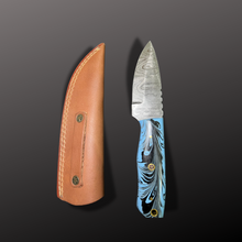 Load image into Gallery viewer, Handmade Damascus Steel Hunting Knife with Leather Sheath
