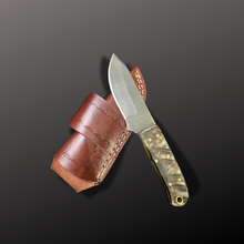 Load image into Gallery viewer, Handmade Damascus Steel Hunting Knife with Leather Sheath
