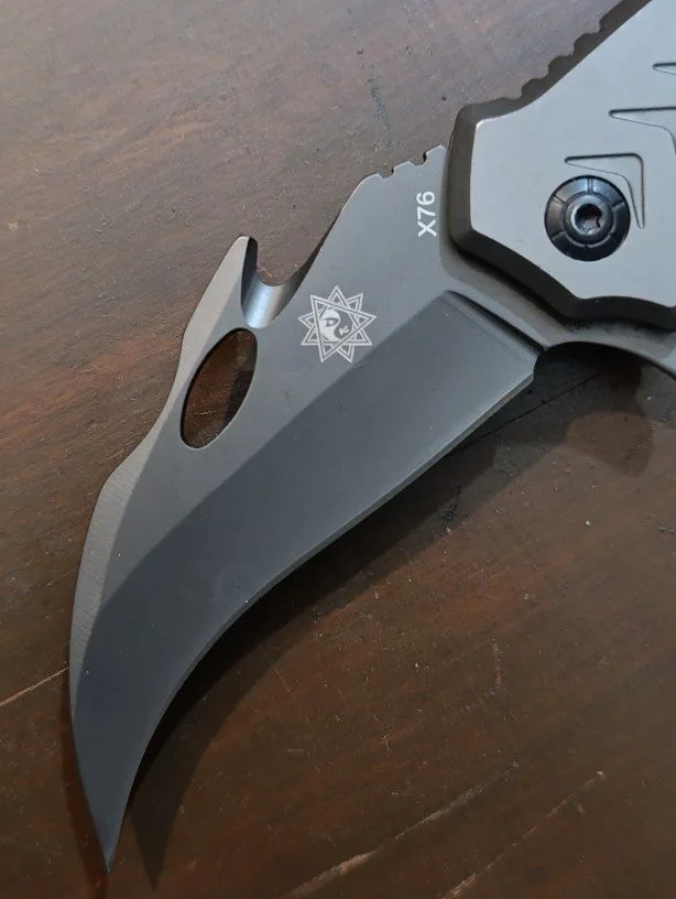 Karambit-Style Folding Knife with Rosewood Handle