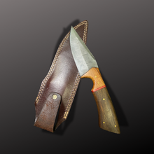 Load image into Gallery viewer, Handmade Damascus Steel Hunting Knife with Leather Sheath
