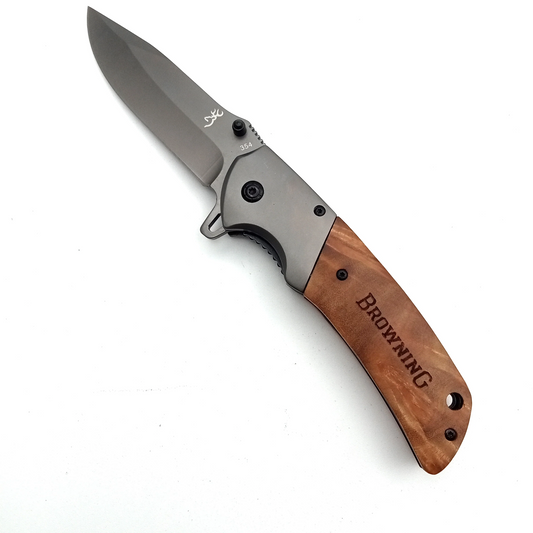 Browning 354 Folding Knife with Wood Handle