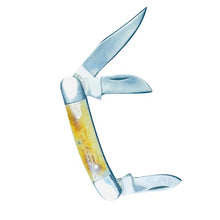 Load image into Gallery viewer, Classic Triple-Blade Folding Pocket Knife – Bone Handle with Stainless Steel Blades
