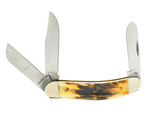Load image into Gallery viewer, Classic Triple-Blade Folding Pocket Knife – Bone Handle with Stainless Steel Blades

