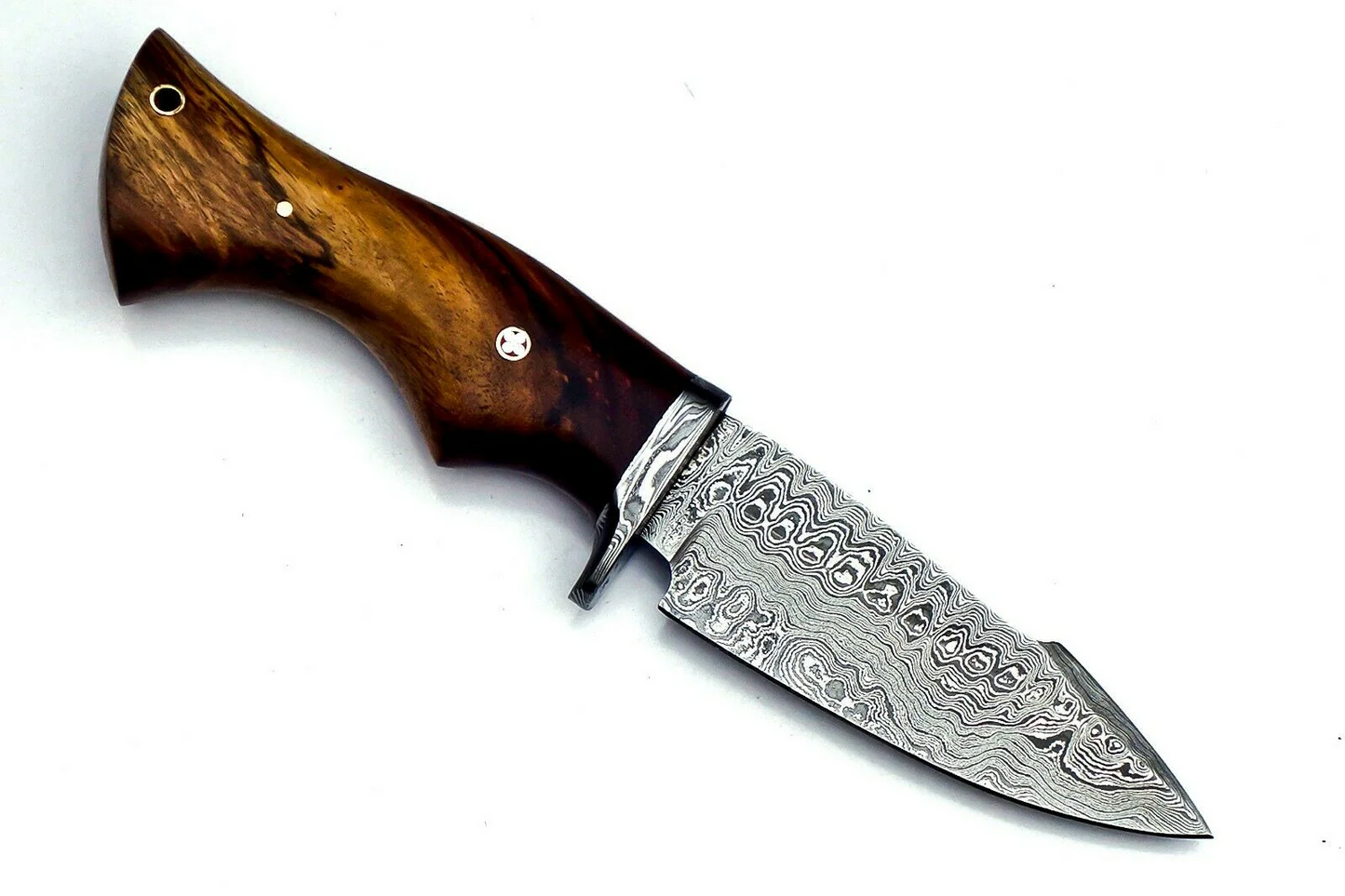 Premium Damascus Steel Fixed Blade Knife – Rosewood Handle with Lanyard Hole