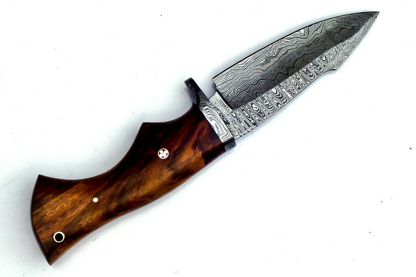 Premium Damascus Steel Fixed Blade Knife – Rosewood Handle with Lanyard Hole
