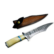 Load image into Gallery viewer, Custom Damascus Bowie with Unique Handle and Distinctive Blade Design
