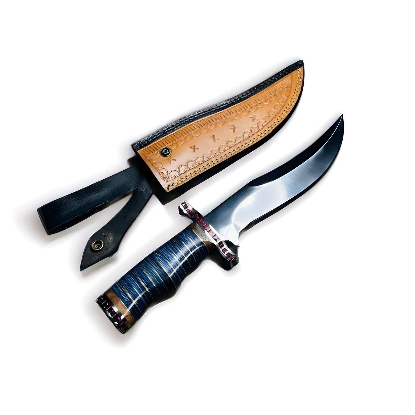 Custom Handmade D2 Tool Steel Bowie Knife – Hunting & Survival Knife with Leather Sheath