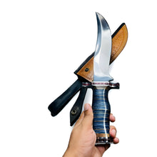 Load image into Gallery viewer, Custom Handmade D2 Tool Steel Bowie Knife – Hunting &amp; Survival Knife with Leather Sheath
