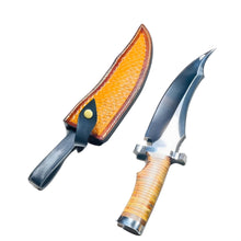 Load image into Gallery viewer, Colossal Custom Handmade D2 Tool Steel Bowie Knife – Hunting &amp; Survival Knife with Leather Sheath
