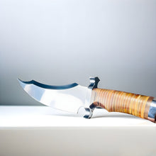 Load image into Gallery viewer, Colossal Custom Handmade D2 Tool Steel Bowie Knife – Hunting &amp; Survival Knife with Leather Sheath
