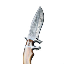 Load image into Gallery viewer, CUSTOM HANDMADE DAMASCUS STEEL HUNTING 12IN BOWIE KNIFE &amp; LEATHER SHEATH
