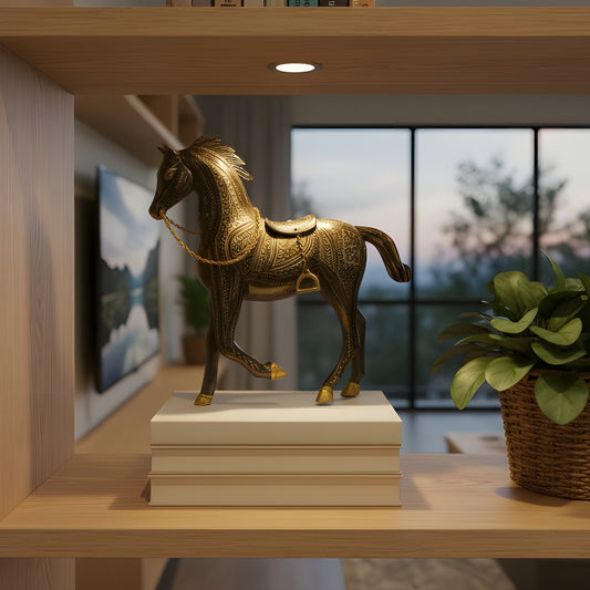 Exquisite Brass Horse Figurine