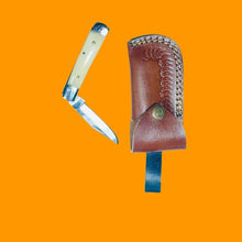 Load image into Gallery viewer, Handmade Folding Knife with Horn Bone Handle and Stainless Steel Blade
