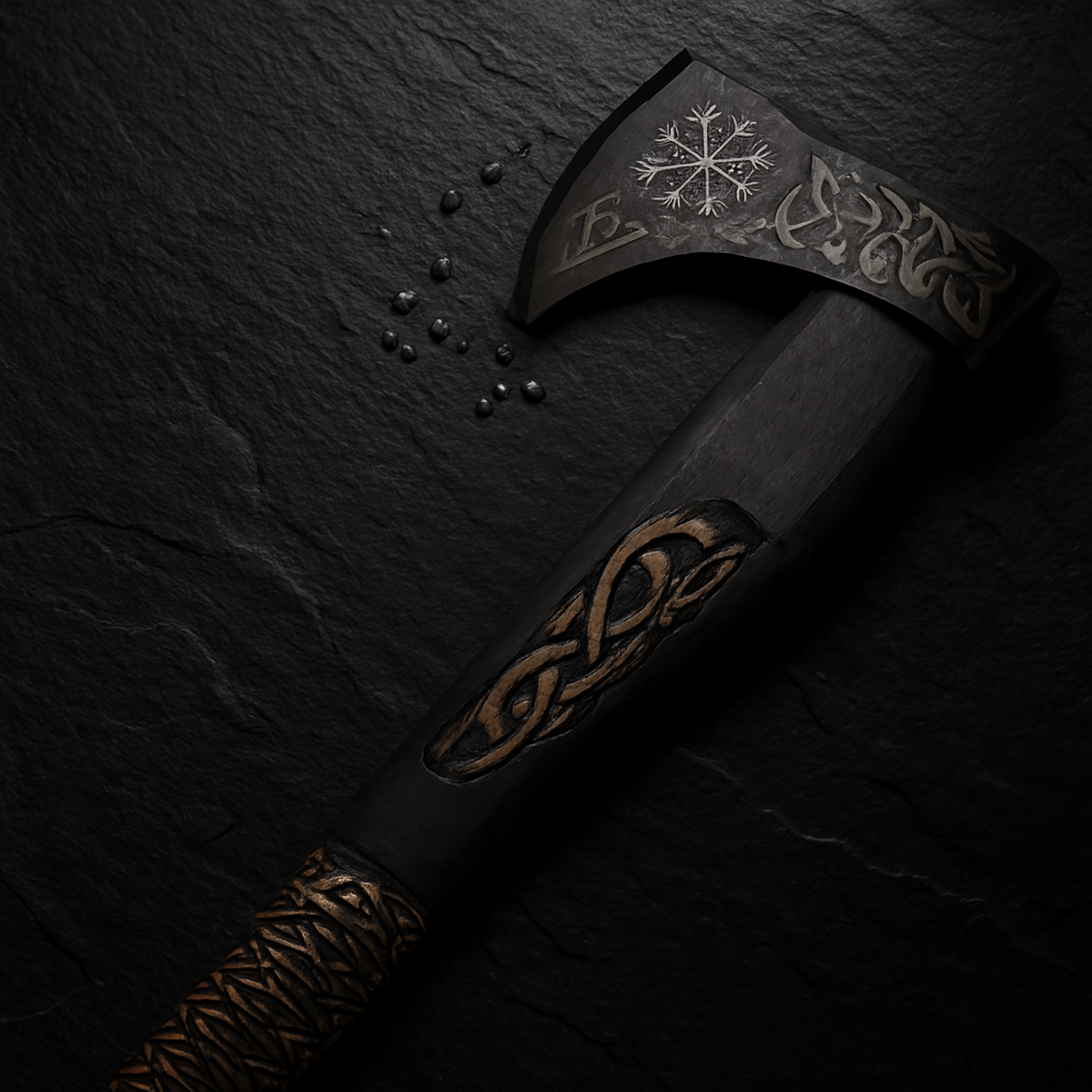 Viking Axe with Celtic Knotwork | Handcrafted Norse Symbols Hatchet