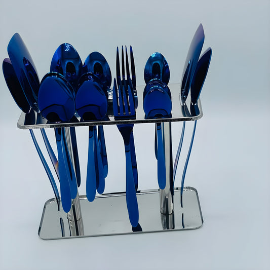 12 Persons set - Blue Silverware Set,  Silverware Flatware Cutlery Set, Stainless Steel Utensils Service
