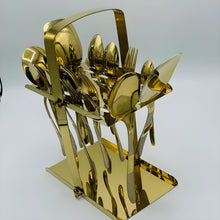 Load image into Gallery viewer, 8 Persons set - Golden laser print fancy cutlery set stainless steel
