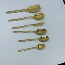 Load image into Gallery viewer, 8 Persons set - Golden laser print fancy cutlery set stainless steel
