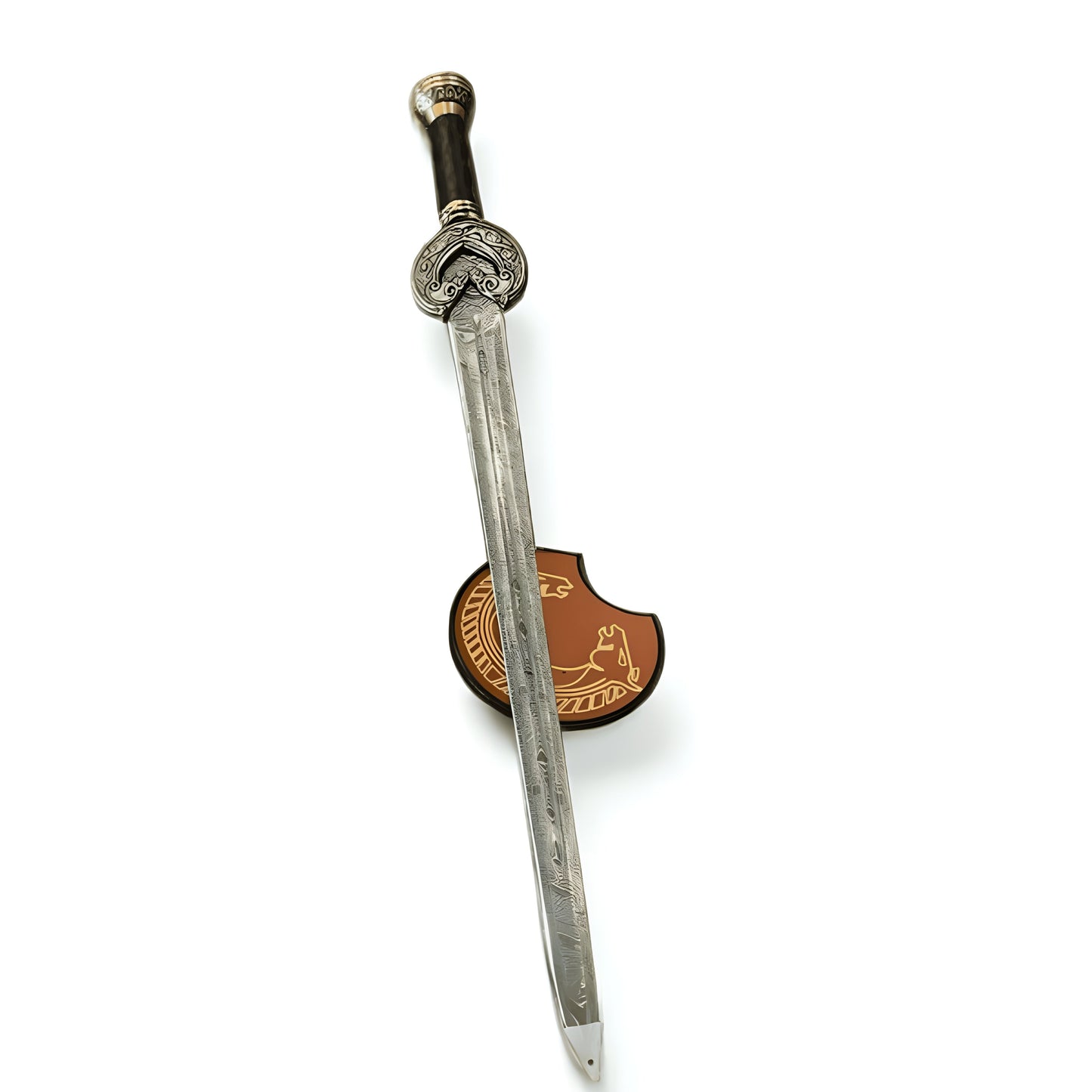 Classic Handcrafted Sword with Intricate Hilt and Shield – Collector's Edition