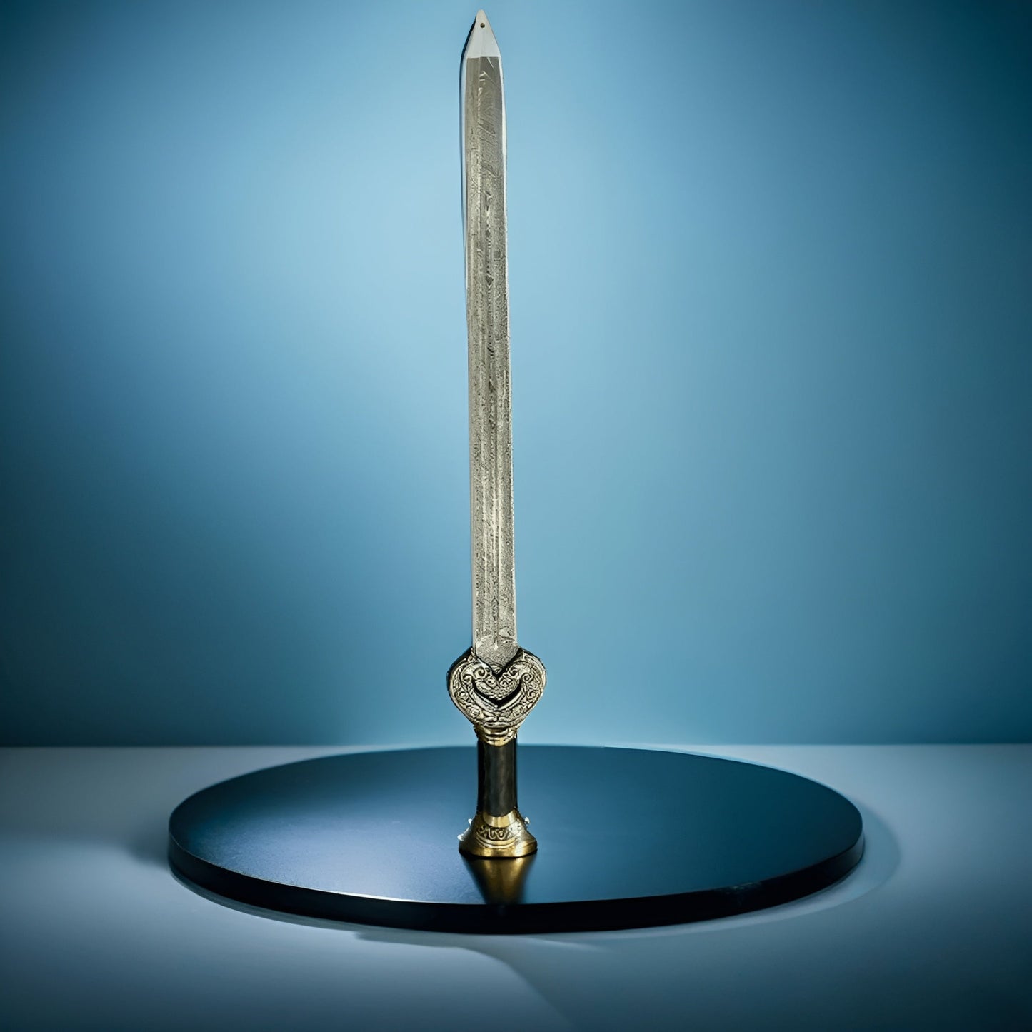 Classic Handcrafted Sword with Intricate Hilt and Shield – Collector's Edition