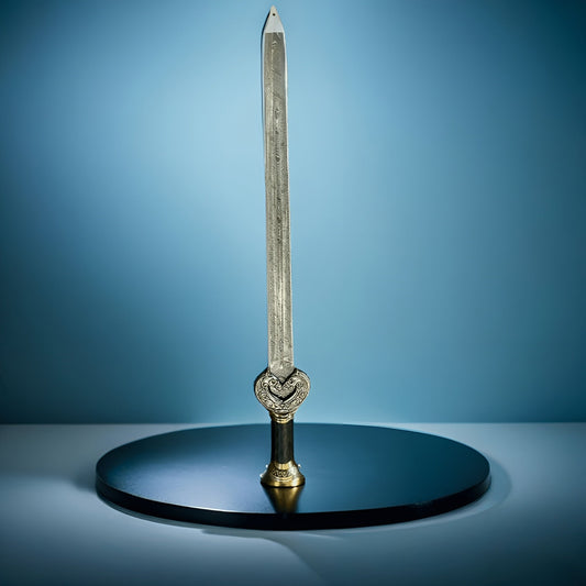 Classic Handcrafted Sword with Intricate Hilt and Shield – Collector's Edition