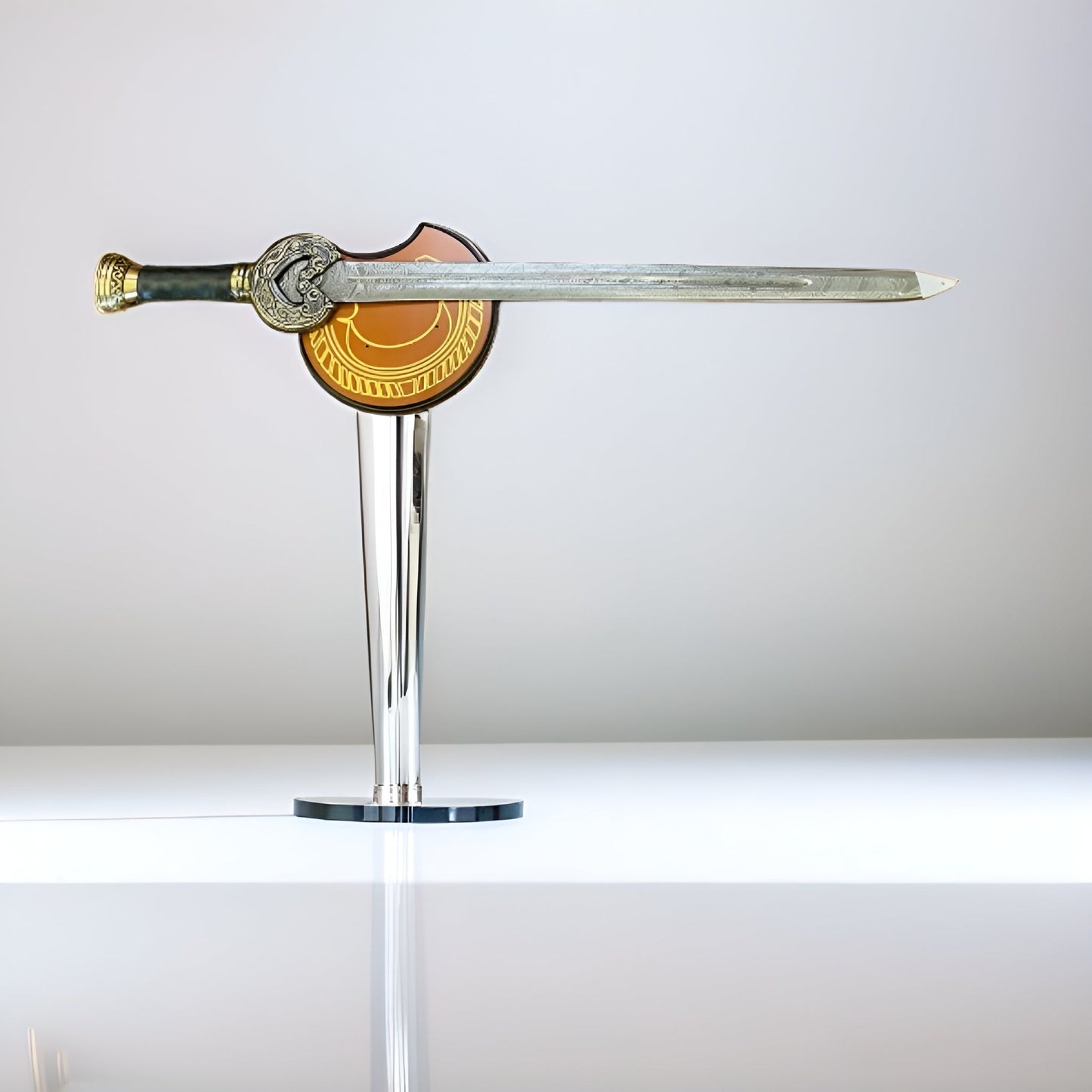 Classic Handcrafted Sword with Intricate Hilt and Shield – Collector's Edition