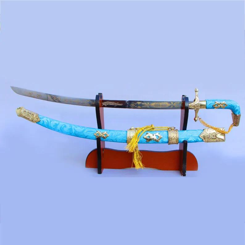 Wedding Ceremonial Sword – Turquoise & Gold Edition