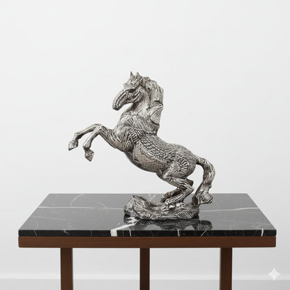 Ebros Gift Legendary Silver Skyline Rearing Prancing Brass Horse