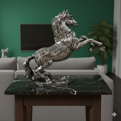 Ebros Gift Legendary Silver Skyline Rearing Prancing Brass Horse