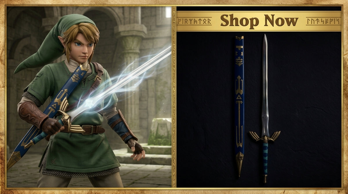 Zelda Master Sword Replica with Shield – Fantasy Cosplay Sword & Scabbard