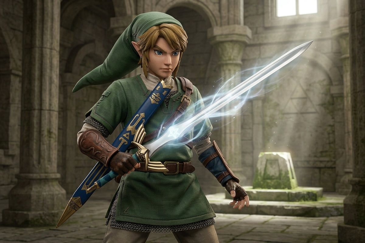 Zelda Master Sword Replica with Shield – Fantasy Cosplay Sword & Scabbard