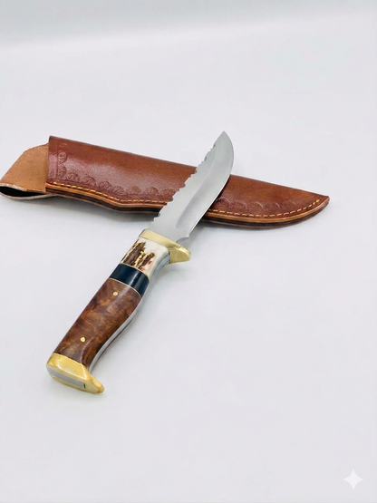 Hunter's Bowie Knife with Leather Sheath