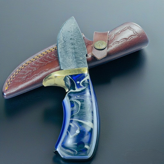 Hand-Forged Damascus Steel Hunting Knife – Medieval Style Belt Knife