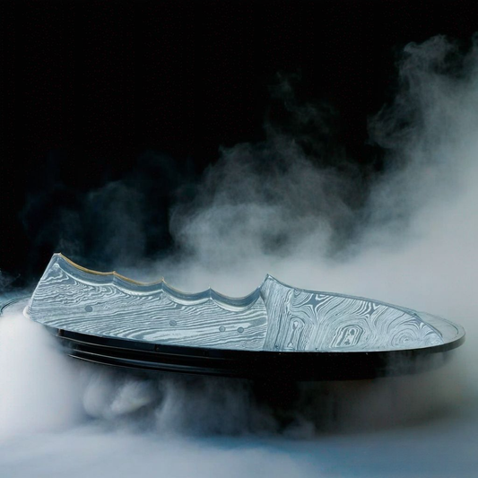 Artistic Damascus Steel Knife with Intricate Blade Design