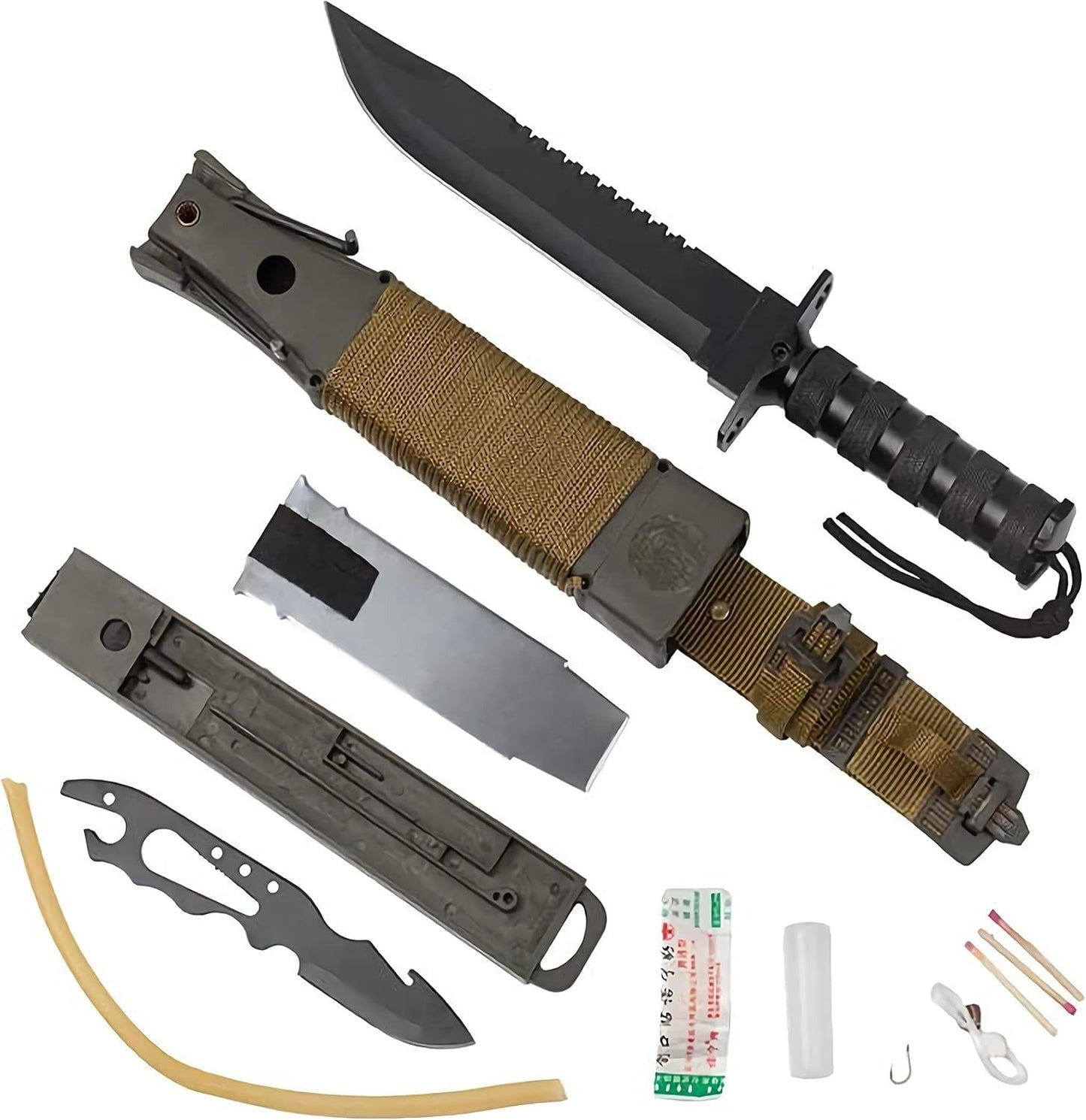 Rambo-Style Survival Knife with Fire Steel & Holster