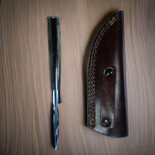 Load image into Gallery viewer, Handcrafted Knife with Natural Horn Handle and Leather Sheath
