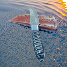 Load image into Gallery viewer, Obsidian Tide: Handcrafted Damascus Blade with Ergonomic Resin Grip
