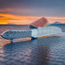 Load image into Gallery viewer, Obsidian Tide: Handcrafted Damascus Blade with Ergonomic Resin Grip
