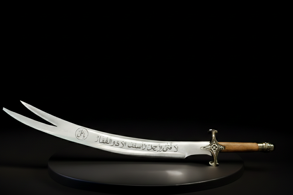 Zulfiqar Sword with Decorative Blade and Wooden Handle – Collector's Edition