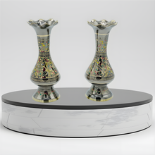 Load image into Gallery viewer, Pair of Colorful Brass Vases - 7 Inch
